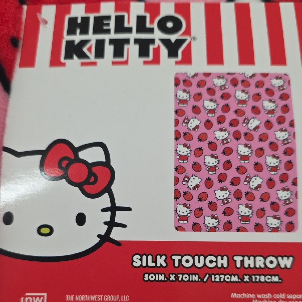 Hello Kitty Pink and Red  Strawberry Plush Throw